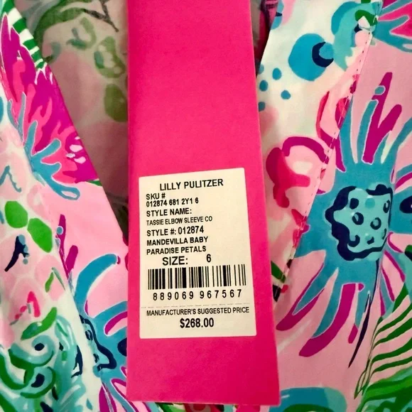 Lilly Pulitzer Pink Tropical Floral Dress with Blue & Green Accents - Picture 2 of 2